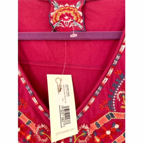 NWT JOHNNY WAS SALOME DRAPE EMBROIDERED TOP - Picture 8 of 10